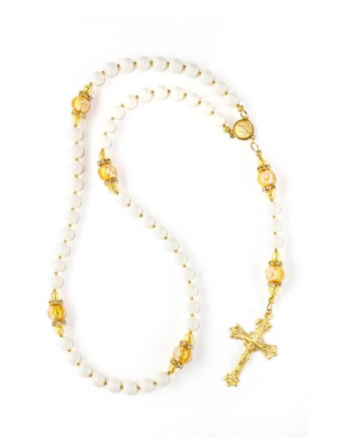 Gold and Ivory Crystal Rosary