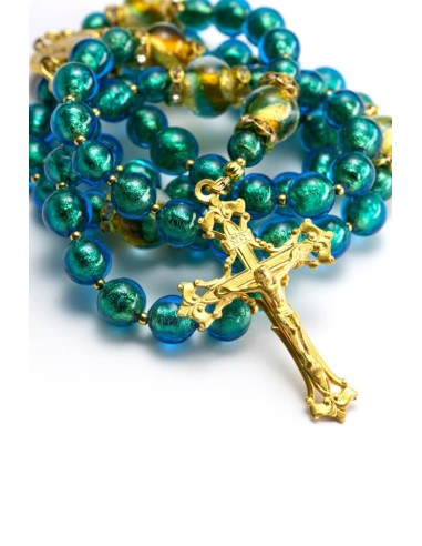 Royal Gold Bluish Green Rosary