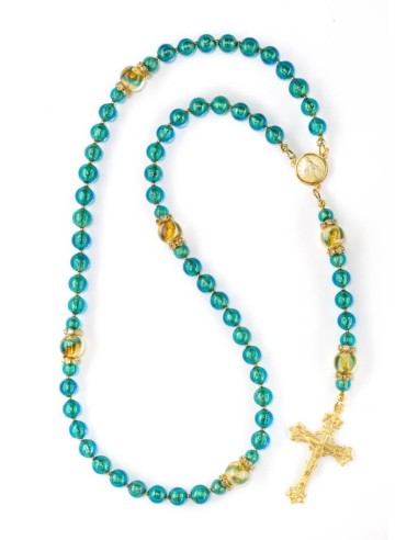 Royal Gold Bluish Green Rosary