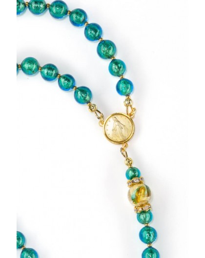 Royal Gold Bluish Green Rosary