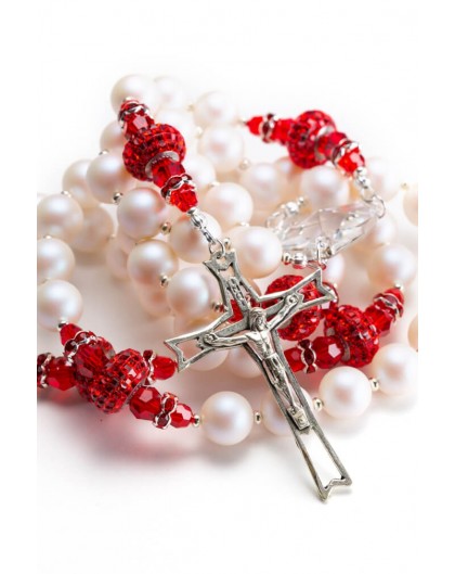 Passion Red Pearlscent Pearls Rosary