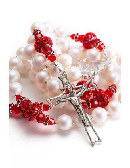 Passion Red Pearlscent Pearls Rosary