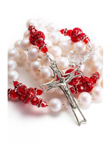 Passion Red Pearlscent Pearls Rosary Passion Red Pearlscent Pearls Rosary