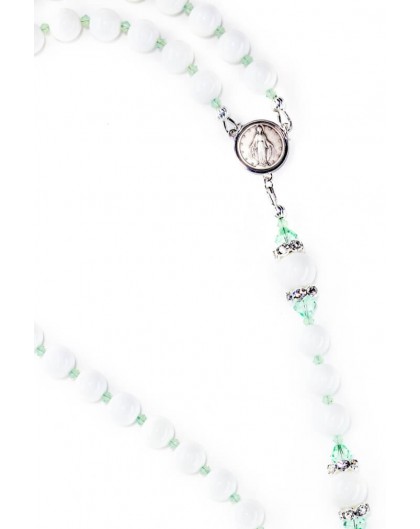 White Jade and Chrysolite Opal Crystals Rosary