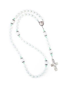 White Jade and Chrysolite Opal Crystals Rosary White Jade and Chrysolite Opal Crystals Rosary