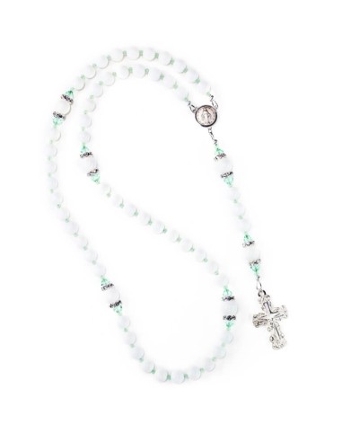 White Jade and Chrysolite Opal Crystals Rosary