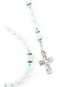 White Jade and Chrysolite Opal Crystals Rosary