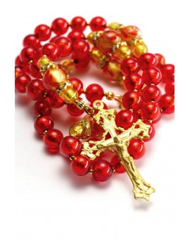 Silver Red Royal Gold Rosary