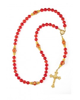 Silver Red Royal Gold Rosary