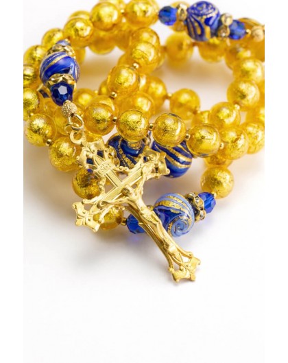 Gold Foil Royal Blue Rosary