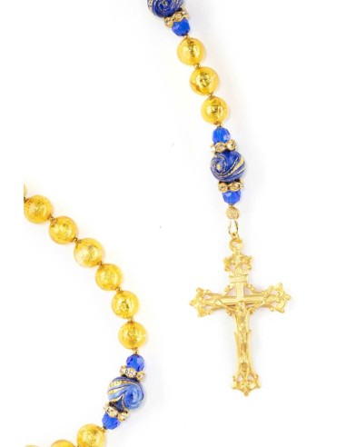 Gold Foil Royal Blue Rosary