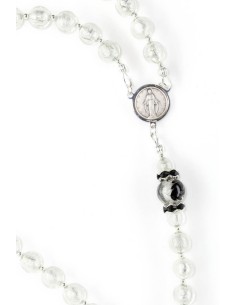 Silver White Black Flower Rosary Silver White Black Flower Rosary
