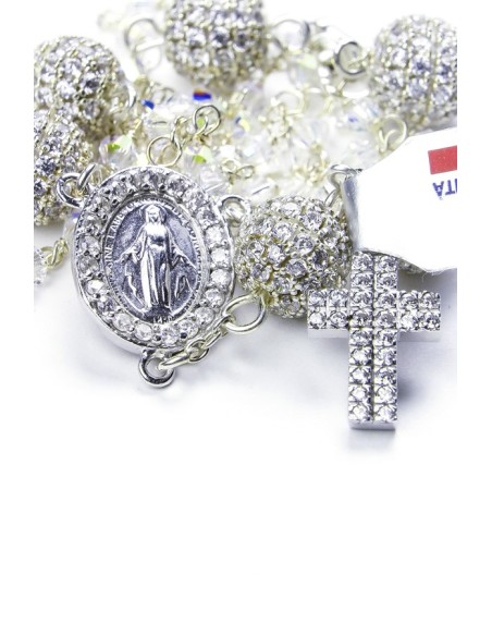 Clear Zircons Pave Rosary Necklace Clear Zircons Pave Rosary Necklace