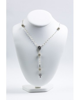 Clear Zircons Pave Rosary Necklace