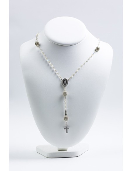 Clear Zircons Pave Rosary Necklace Clear Zircons Pave Rosary Necklace