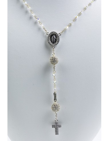 Clear Zircons Pave Rosary Necklace