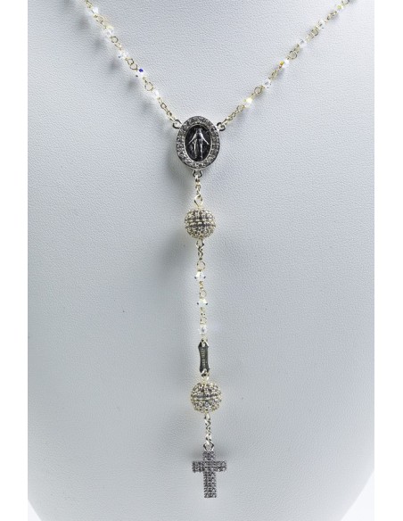Clear Zircons Pave Rosary Necklace Clear Zircons Pave Rosary Necklace