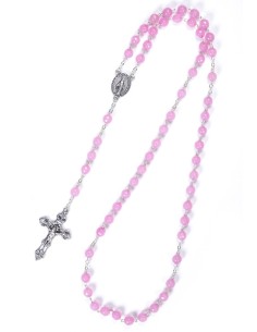 Faceted Rhodonite Pink Rosary Faceted Rhodonite Pink Rosary