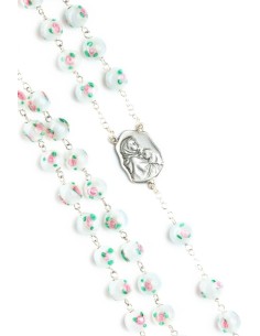 Pale White and rose Murano Glass Rosary Big - Baroque Crucifix  | Vatican Gift 2