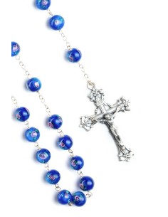 Deep Blue Murano Glass Rosary Big- Baroque Crucifix  | Vatican Gift 2