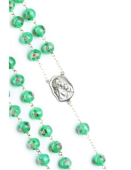 Green Murano Glass Rosary Big - Baroque Crucifix  | Vatican Gift