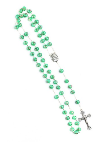 Green Murano Glass Rosary Big - Baroque Crucifix  | Vatican Gift