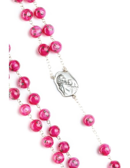 Rose Murano Glass Rosary Big - Baroque Crucifix  | Vatican Gift Rose Murano Glass Rosary Big - Baroque Crucifix  | Vatican Gift