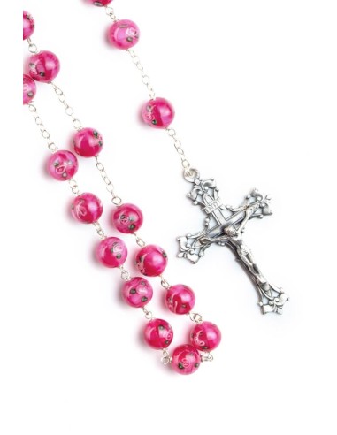 Rose Murano Glass Rosary Big - Baroque Crucifix  | Vatican Gift