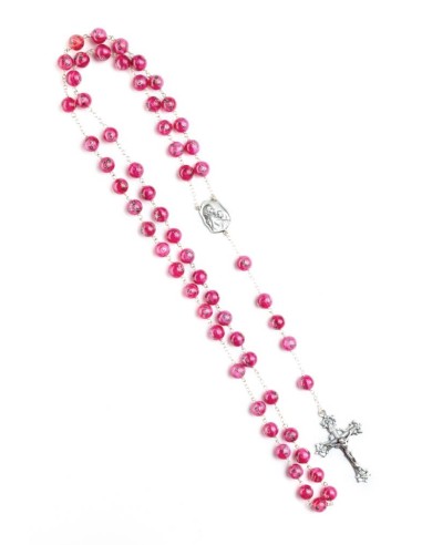Rose Murano Glass Rosary Big - Baroque Crucifix  | Vatican Gift