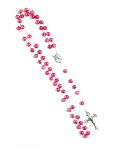 Rose Murano Glass Rosary Big - Baroque Crucifix  | Vatican Gift Rose Murano Glass Rosary Big - Baroque Crucifix  | Vatican Gift