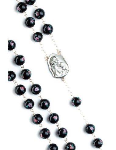 Black Murano Glass Rosary Big - Baroque Crucifix  | Vatican Gift