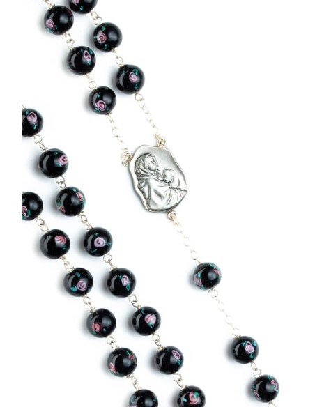 Black Murano Glass Rosary Big - Baroque Crucifix  | Vatican Gift