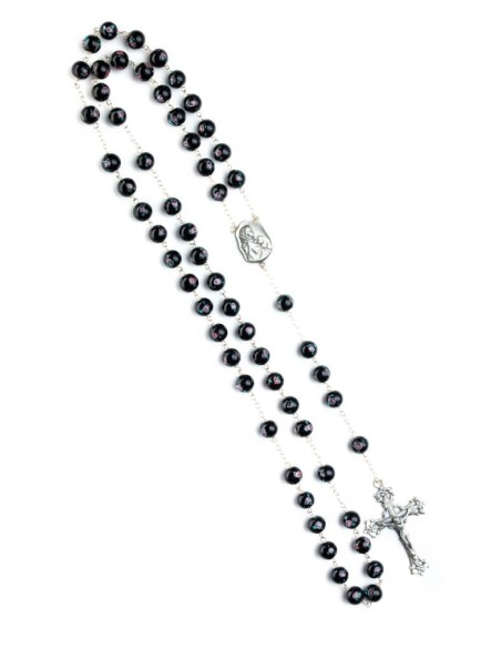 Black Murano Glass Rosary Big - Baroque Crucifix  | Vatican Gift