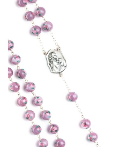 Delicate Violet Murano Glass Rosary - Baroque Crucifix  | Vatican Gift