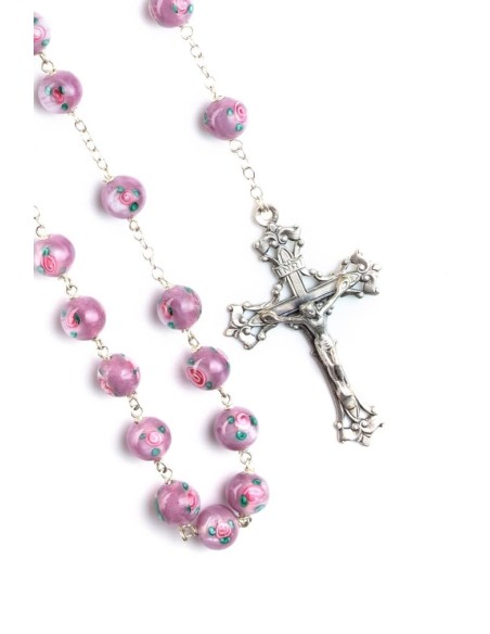 Delicate Violet Murano Glass Rosary - Baroque Crucifix  | Vatican Gift Delicate Violet Murano Glass Rosary - Baroque Crucifix  | Vatican Gift