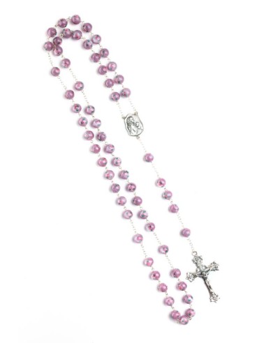 Delicate Violet Murano Glass Rosary - Baroque Crucifix  | Vatican Gift
