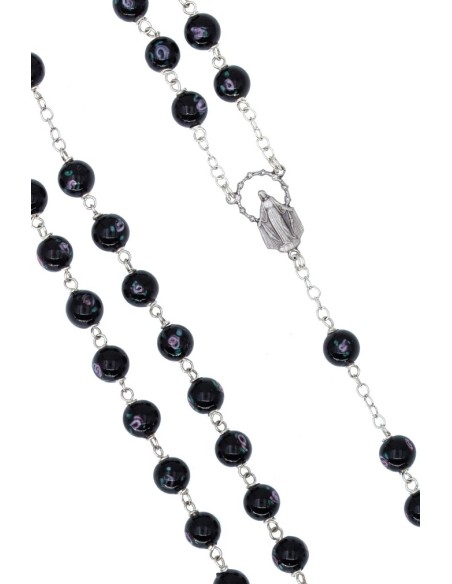 Black Murano Glass Rosary  - Baroque Crucifix  | Vatican Gift Black Murano Glass Rosary  - Baroque Crucifix  | Vatican Gift