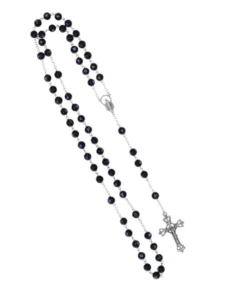 Black Murano Glass Rosary  - Baroque Crucifix  | Vatican Gift Black Murano Glass Rosary  - Baroque Crucifix  | Vatican Gift