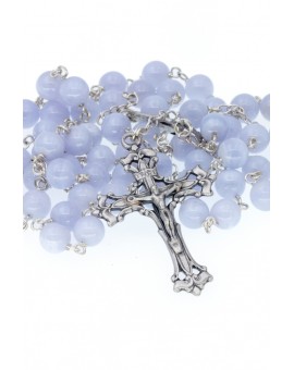 Chalcedony Silver Rosary
