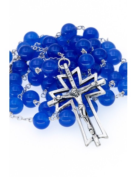 Agate Blue Agate Rosary, Sterling Silver  | Vatican Gift Agate Blue Agate Rosary, Sterling Silver  | Vatican Gift