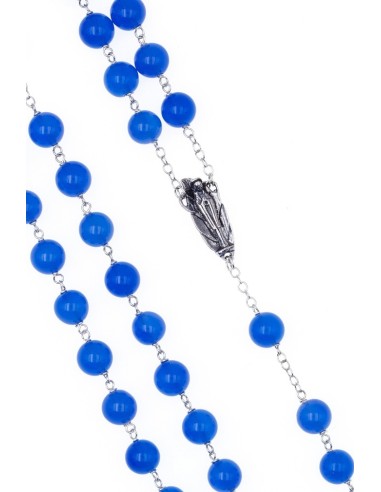Agate Blue Agate Rosary, Sterling Silver  | Vatican Gift