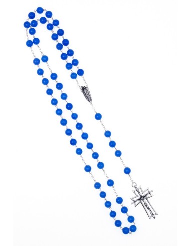Agate Blue Agate Rosary, Sterling Silver  | Vatican Gift
