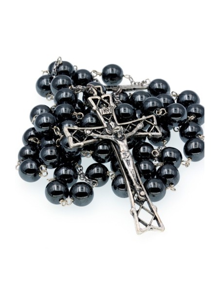 Hematite Rosary - Wire Crucifix  | Vatican Gift Hematite Rosary - Wire Crucifix  | Vatican Gift