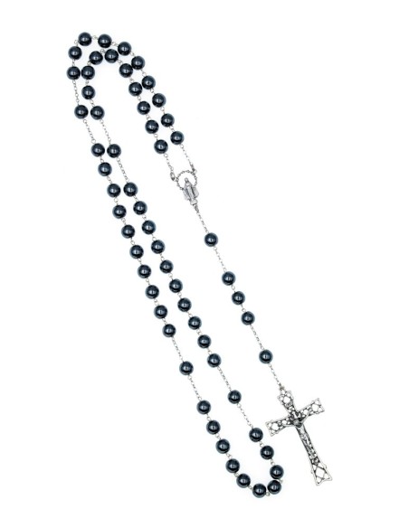 Hematite Rosary - Wire Crucifix  | Vatican Gift Hematite Rosary - Wire Crucifix  | Vatican Gift