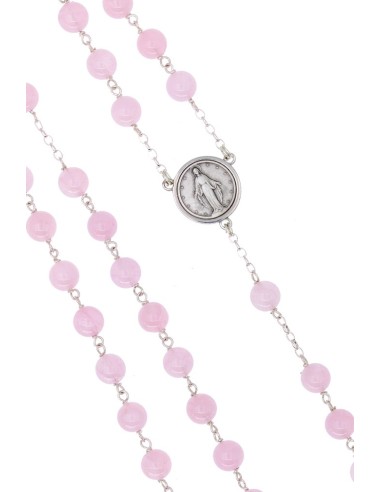 Rose Quartz Rosary -  Lyra Silver Sterling Crucifix  | Vatican Gift