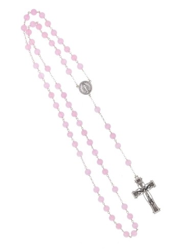 Rose Quartz Rosary -  Lyra Silver Sterling Crucifix  | Vatican Gift