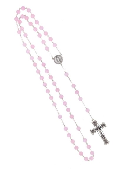 Rose Quartz Rosary -  Lyra Silver Sterling Crucifix  | Vatican Gift Rose Quartz Rosary -  Lyra Silver Sterling Crucifix  | Vatican Gift