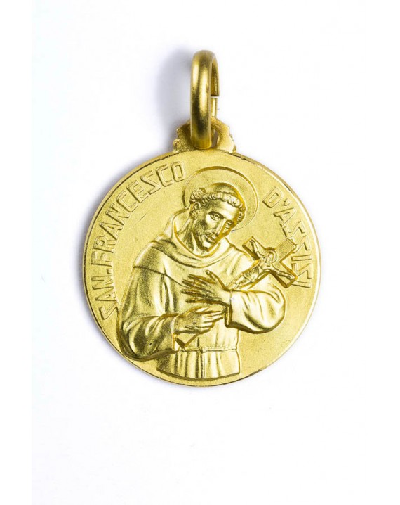 St. Francis from Assisi gold plated medal
