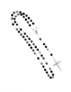 Sterling Silver Black Banded Agate Rosary 2
