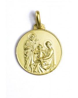 The Holy Family gold plated medal